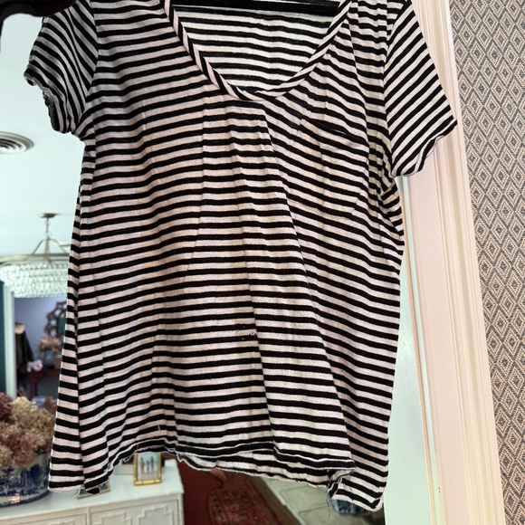 Caslon Cotton & Modal T-Shirt in Black and White Stripe - Picture 1 of 3
